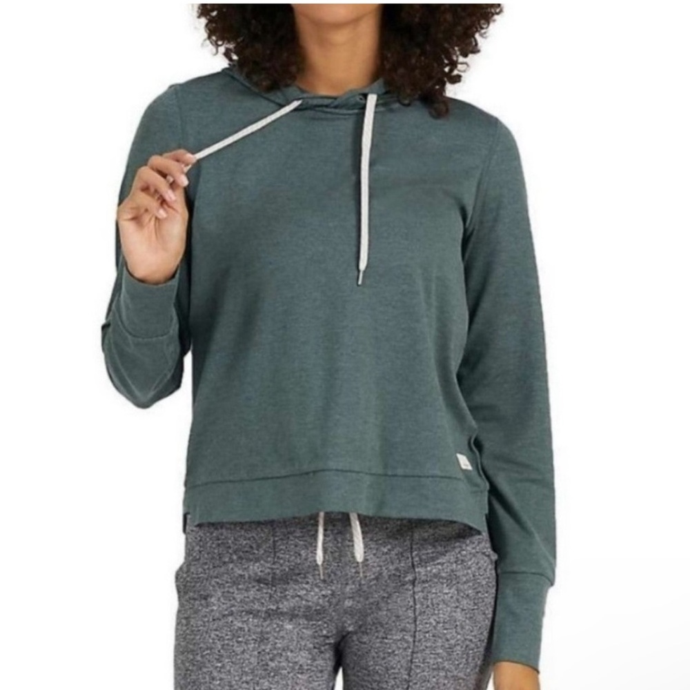 VUORI WOMEN'S HALO ESSENTIAL HOODIE Heathered Kelp Green Sz L